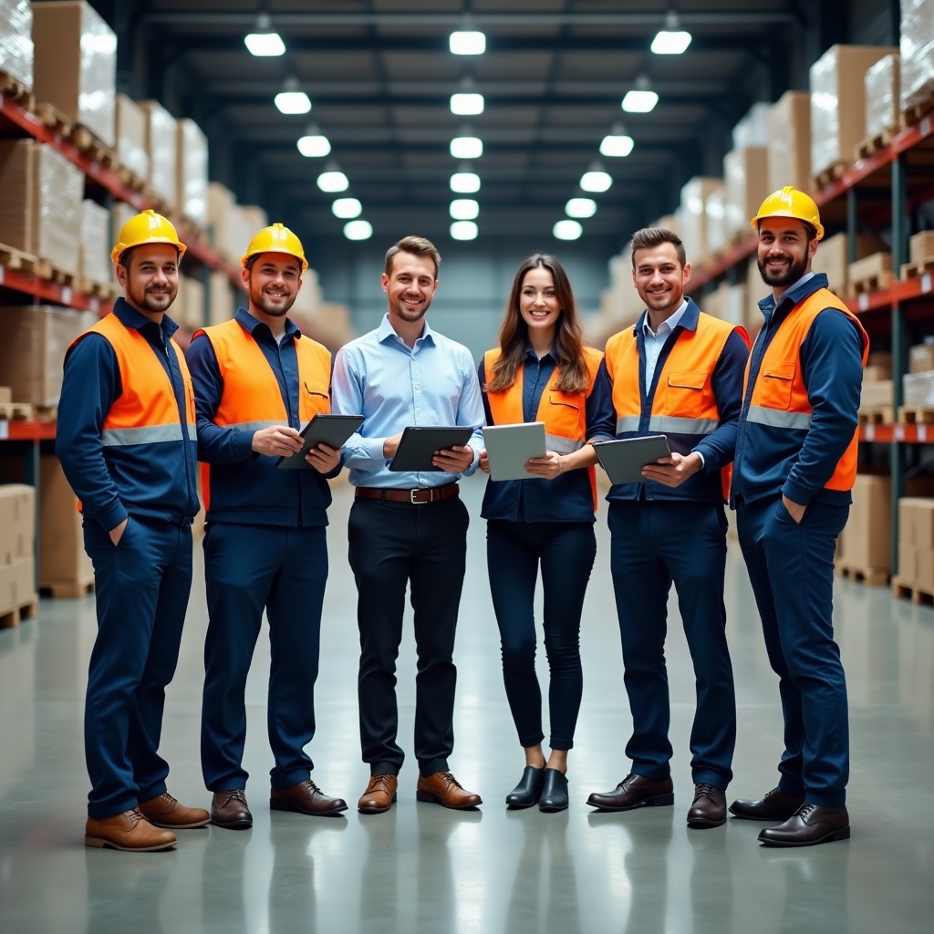 Группа сотрудников склада торговой компании Казахстана